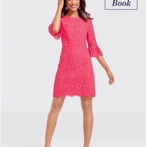 Draper James Lace Bell-Sleeve Lace Dress in coral